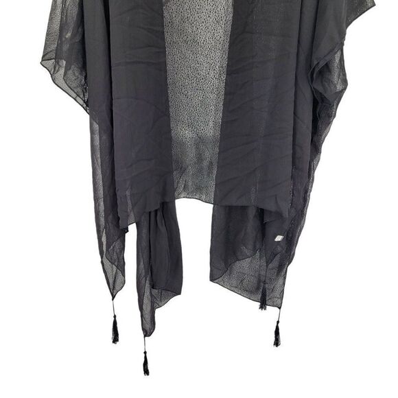 Womens Sheer Tasseled Kimono Black Boho Gothic Witchcore Baddie Festival Night O - Picture 5 of 10